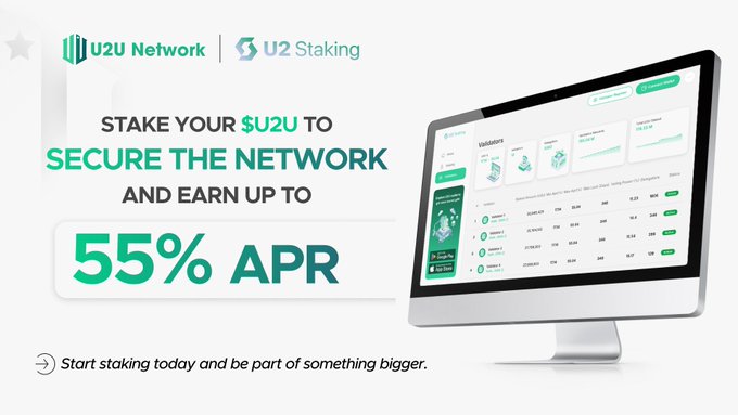 Stake U2U Native Token and earn up to 55% APR.